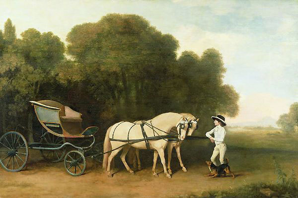 A Phaeton with a Pair of Cream Ponies in the Charge of a Stable Lad | Oil Painting Reproduction