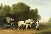 A Phaeton with a Pair of Cream Ponies in the Charge of a Stable Lad By George Stubbs