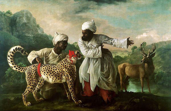 Cheetah and Stag with two Indians 1765 | Oil Painting Reproduction