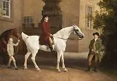 Detail William Cavendish 3rd Duke of Portland in front of Welbeck Abbey Riding Stables By George Stubbs