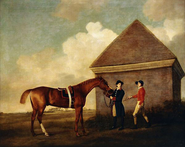 Eclipse a Dark Chestnut Racehorse held by a Groom with a Jockey by the Rubbing Down House | Oil Painting Reproduction
