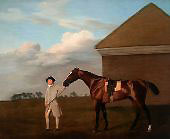 Firetail with his Trainer by the Rubbing down House on Newmarket Heath By George Stubbs