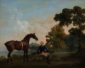 James Hamilton 2nd Earl of Clanbrassil with Bay Hunter Mowbray Resting on a Wooded Path By George Stubbs