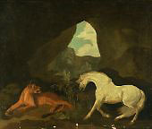 Lioness and White Stallion 1760 By George Stubbs
