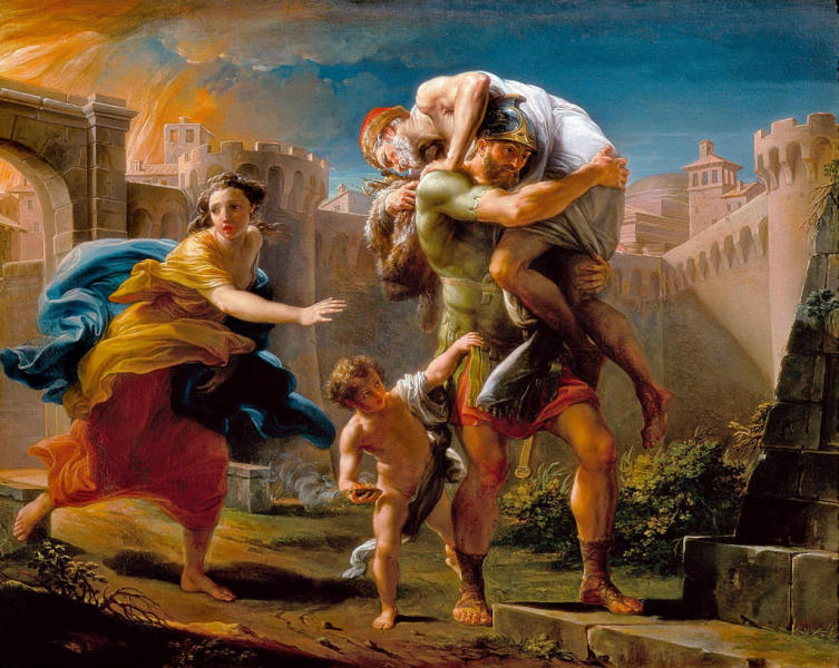 Aeneas Fleeing From Troy by Pompeo Batoni | Oil Painting Reproduction