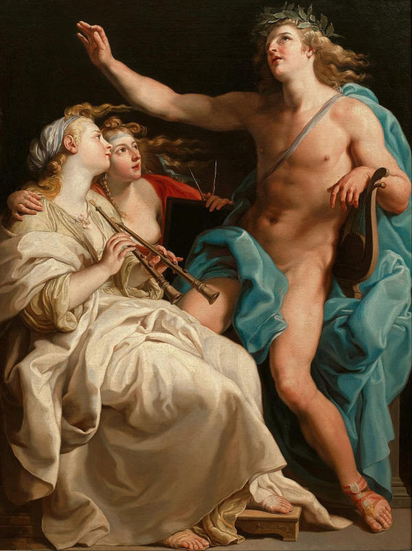 Apollo And Two Muses 1741 by Pompeo Batoni | Oil Painting Reproduction