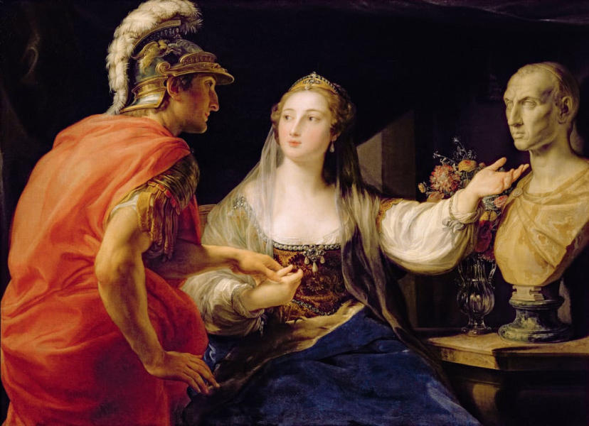 Cleopatra Showing Octavius The Bust Of Julius Caesar | Oil Painting Reproduction
