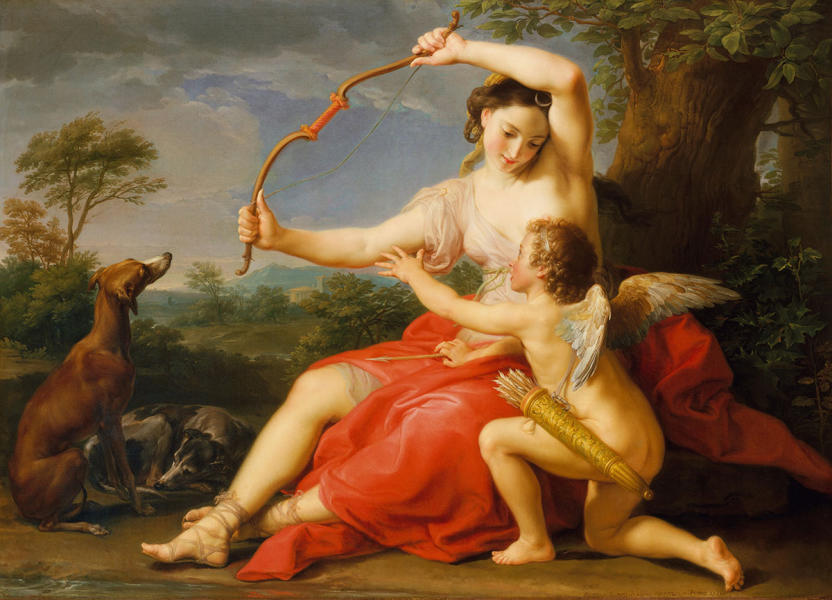 Diana And Cupid 1761 by Pompeo Batoni | Oil Painting Reproduction