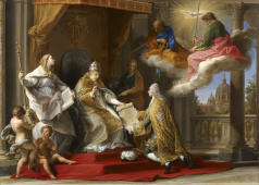 Pope Benedict XIV Presenting The Encyclical Ex Omnibus To The Comte de Stainville Later Duc de Choiseul By Pompeo Batoni