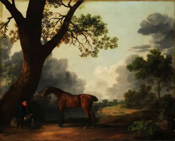 The Third Duke of Dorset's Hunter with a Groom and a Dog By George Stubbs