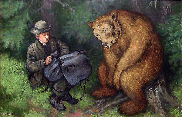 The Ash Lad and the Bear 1900 | Oil Painting Reproduction