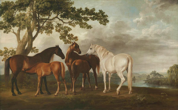 Mares and Foals in a River Landscape c1763 | Oil Painting Reproduction