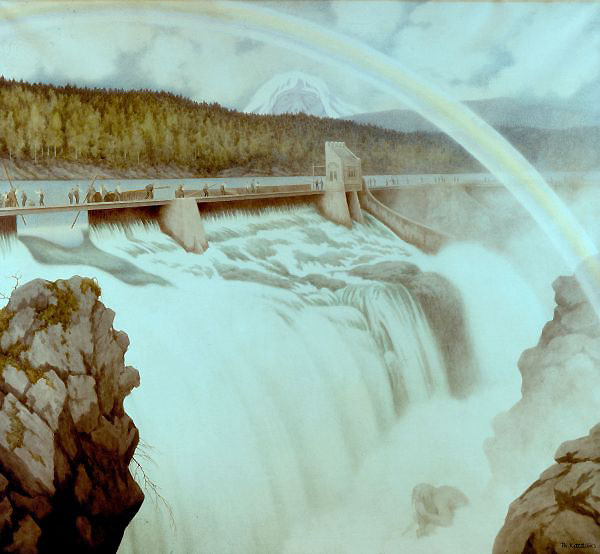 The Dam at Lake Klouman by Theodor Kittelsen | Oil Painting Reproduction