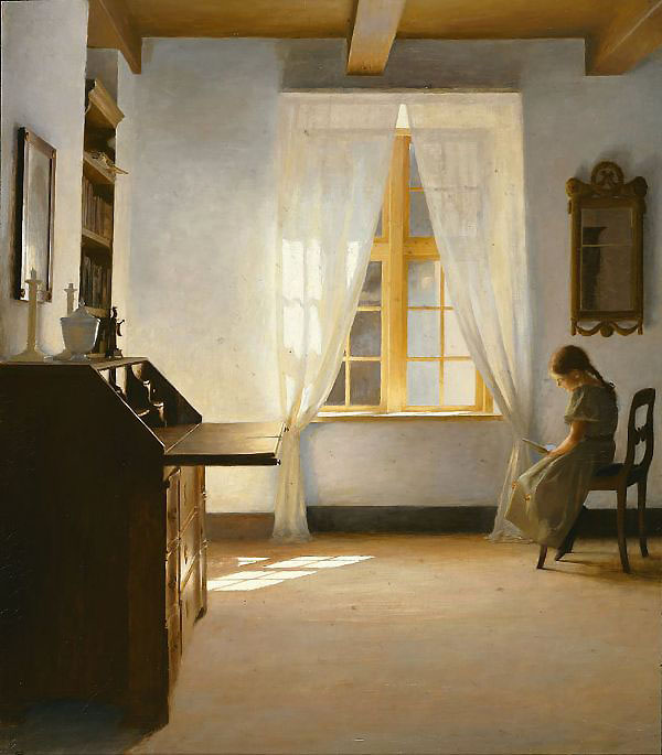 Girl Reading 1901 by Peter Ilsted | Oil Painting Reproduction