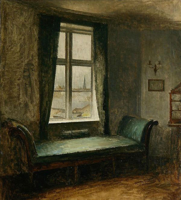 Interior with a Bench under a Window | Oil Painting Reproduction