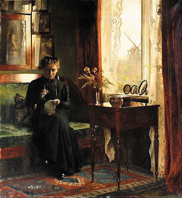 Interior with Sewing Woman 1911 | Oil Painting Reproduction