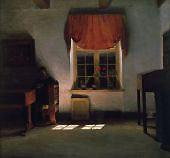 Woman Reading in a Sunlit Interior By Peter Ilsted