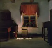 Woman Reading in a Sunlit Interior By Peter Ilsted