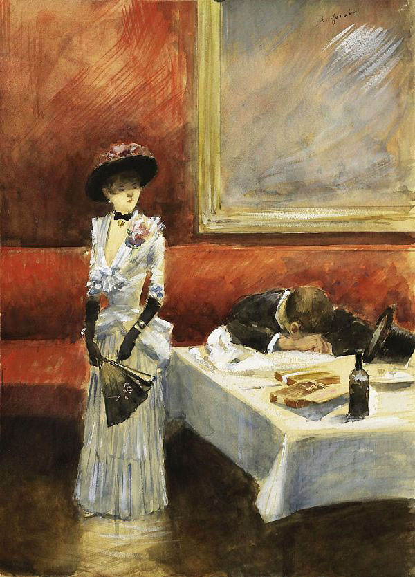 At the Restaurant 1885 by Jean-louis Forain | Oil Painting Reproduction