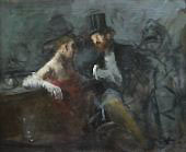 Elegantes in Cafe By Jean-louis Forain