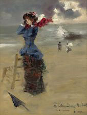 Elegant Woman at the Beach 1885 By Jean-louis Forain