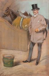 Owner and Horses at the Stable By Jean-louis Forain