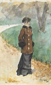 Woman Walking By Jean-louis Forain