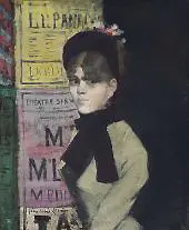 Young Woman Reading in Front of an Advertising Column By Jean-louis Forain