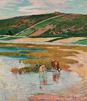 Cows at the Watering Hole By Henry Moret