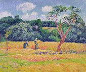 Figures Harvesting a Wheat Field By Henry Moret