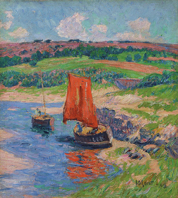 The Red Sail by Henry Moret | Oil Painting Reproduction