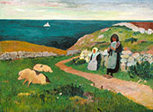 Young Breton Girls in the Field By Henry Moret