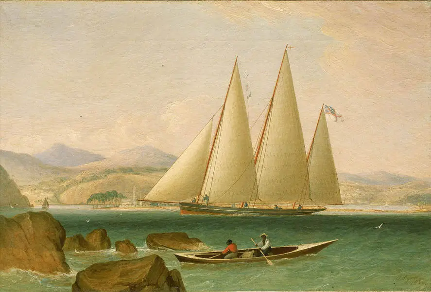 A Bermudian Schooner Yacht Offshore By John Lynn