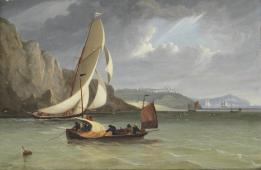 A Royal Yacht Squadron Cutter Running Inshore out of the Tide By John Lynn