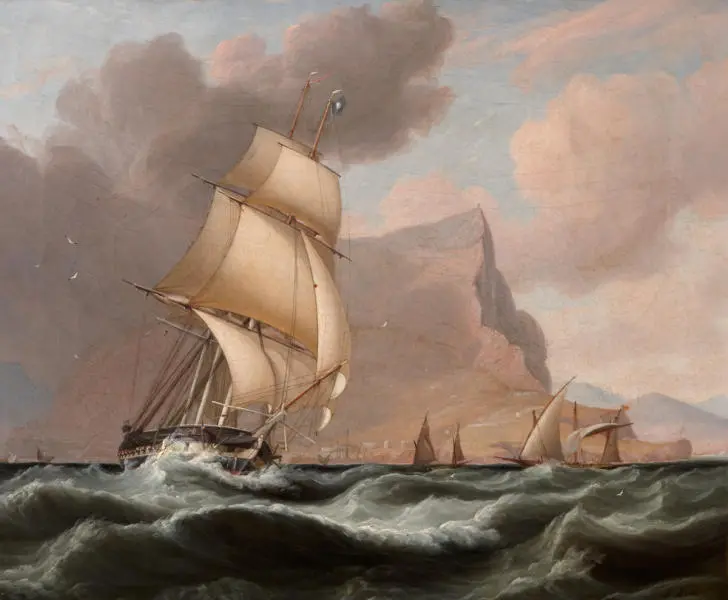 A Schooner off a Rocky Coast By John Lynn