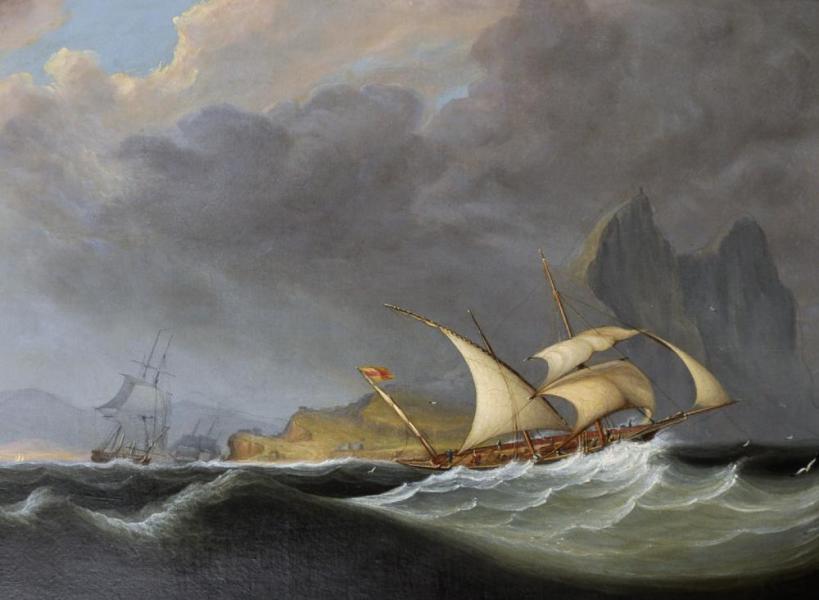 Rough Seas off Gibraltar Sailing Vessels in Choppy Waters | Oil Painting Reproduction