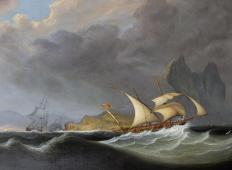 Rough Seas off Gibraltar Sailing Vessels in Choppy Waters By John Lynn