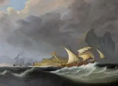 Rough Seas off Gibraltar Sailing Vessels in Choppy Waters By John Lynn