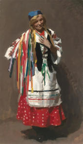 Portrait of Madame de Tarczynska in Polish Costume 1917 By Max Meldrum