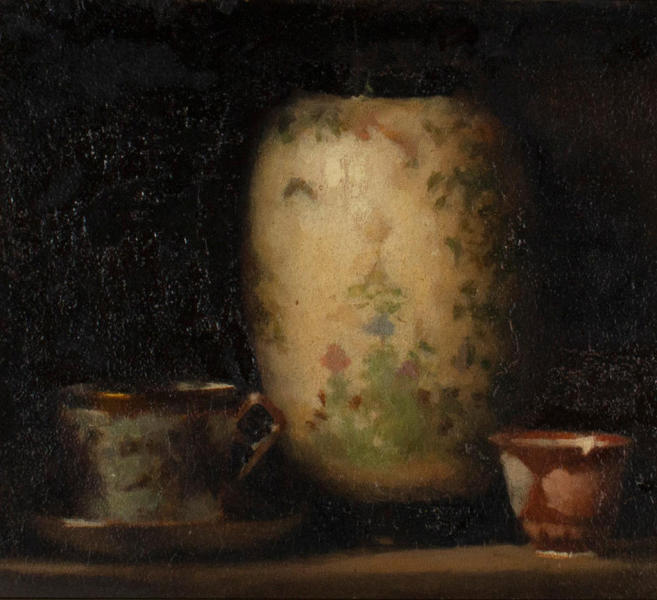 Still Life of Cups and Vase by Max Meldrum | Oil Painting Reproduction
