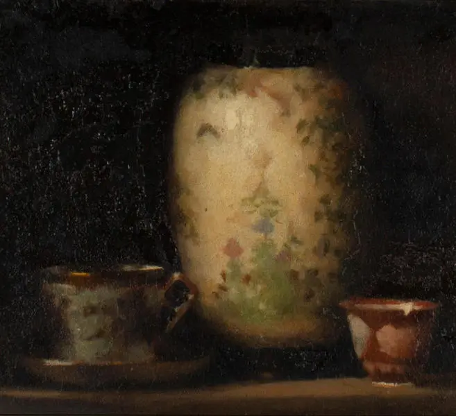 Still Life of Cups and Vase By Max Meldrum
