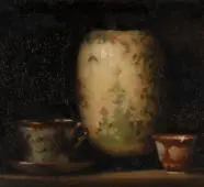Still Life of Cups and Vase By Max Meldrum