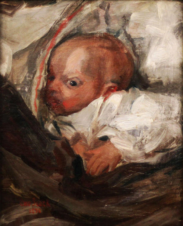Bundled Baby 1890 by Otto Stark | Oil Painting Reproduction