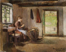 Farm Interior in Baerum 1887 By Harriet Backer
