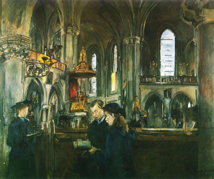 In Trefoldighets Church 1908 by Harriet Backer | Oil Painting Reproduction