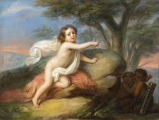 Cupid And Two Fauns In A Landscape By Angelica Kauffman