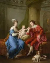 Edward Smith Stanley with his First Wife and Their Son By Angelica Kauffman