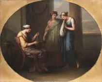 Electra Offering A Lock of Hair to Chrysothemis By Angelica Kauffman