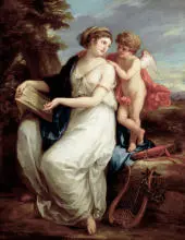 Erato The Muse of Lyric Poetry with a Putto By Angelica Kauffman