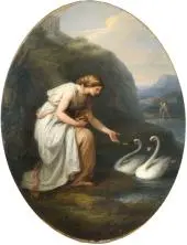 Immortalia Receiving Nameplates from Two Swans By Angelica Kauffman